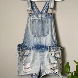 Distressed Denim Overalls